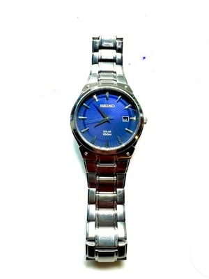 Seiko Men’s Solar Blue Dial 10ATM Stainless Steel Silver 41mm Watch SNE323 - Image 1 of 4