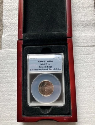 2006 P-S Dakota  Quarter MS66 MINT ERROR! SMOOTH EDGE BROADSTRIKE  OUT OF COLLAR - Image 1 of 4