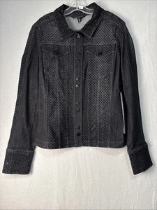 White House Black Market Eylet Sparkling Jacket Sz L #1454 - Picture 1 of 15