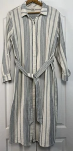 Faherty Women's Dune Cotton Gauze Isla Shirtdress Aqua Sea Stripe Blue Sz L NWOT - Picture 1 of 11