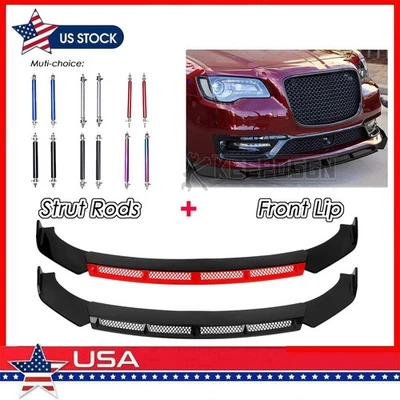 Kit de carrocería de alerón divisor de labios para parachoques delantero para Chrysler 300 S C piezas varillas de puntal Foto 1 de 4
