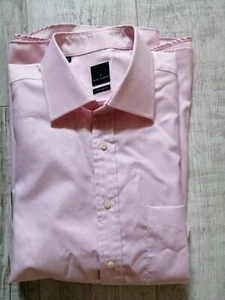 DANIEL HECHTER Men's SHORT Sleeved Shirt 17 COLLAR Pale PINK xl - Picture 1 of 5