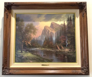 THOMAS KINKADE THE MOUNTAINS DECLARE HIS GLORY 81/1100 GP FRAMED CANVAS - Picture 1 of 15