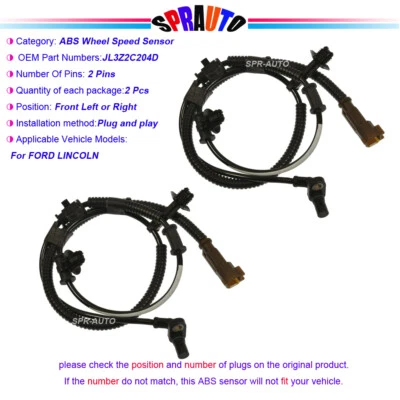 2 ABS Speed Sensor Front Driver Passenger For Ford F-150 Expedition Lobo ALS2696 - Изображение 1 из 4
