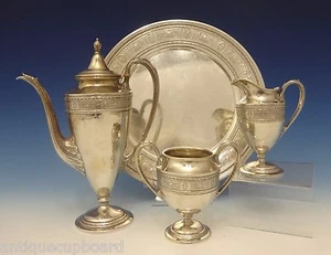Wedgwood by International Sterling Silver Demitasse Tea Set 3pc w/Tray (#0712) - Picture 1 of 7
