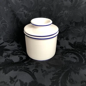 Vintage Original Butter Bell L. Tremain Crock Keeper Dish White Blue Stripe 2000 - Picture 1 of 8