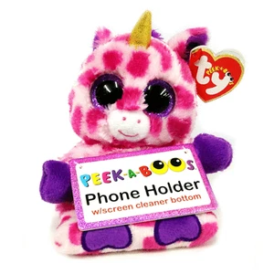 TY Beanie Boos Peek-A-Boo 4" UNI the Unicorn Phone Holder with Cleaner MWMT - Picture 1 of 1
