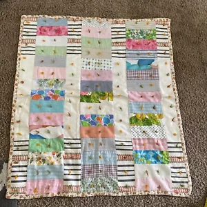 Trapunta coperta bambino tessuto trapuntato vintage, 41"" X 36"" multicolore, design annodato - Foto 1 di 8