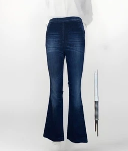Benetton Sculpture Pin-Up 27/30 High Rise Dark Wash Slimming Jeans Boot Flare - Picture 1 of 17