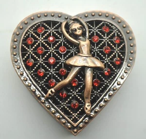 Deco art heart shaped Ballerina style antique copper color Jewelry trinket box#7 - Picture 1 of 4
