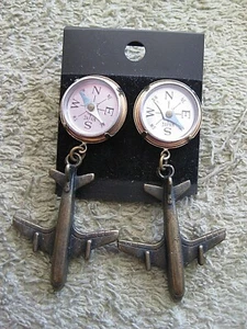 COMPASS/AIRPLANE EARRINGS STUDS - Bild 1 von 6