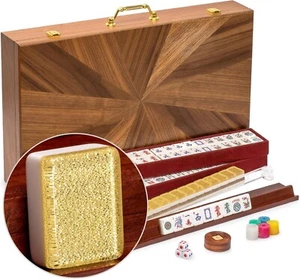 Golden Fortune American Mahjong Set with 166 Elegant Acrylic Tiles & Accessories - Picture 1 of 11