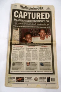 CAPTURED Virginian Pilot Newspaper Malvo/Muhammad WASHINGTON DC BELTWAY SNIPER - Picture 1 of 5