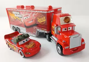 Disney Cars 9" MACK Hauler Truck + Lightning McQueen Diecast Toy Set CLEAN! - Picture 1 of 11