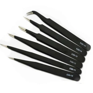 6 x Edelstahl ESD 10-15 Pinzetten Antistatisch Anatomisch set - Bild 1 von 8