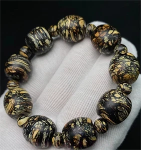 Pulseras de madera de agar Kalimantan real de 17 mm Mala meditación madera de agar cuentas de oración 35 g - Imagen 1 de 13