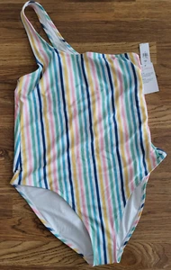 Old Navy Women’s XL One Shoulder Piece Swimsuit Pastel Stripe Swim $44.99 UPF 40 - Picture 1 of 3