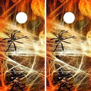 KT Cornhole Wraps Webbed Spider laminated Cornhole Vinyl Wraps / Sticker(2 Pack) - Picture 1 of 1