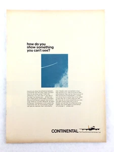 CONTINENTAL AIRLINE Vintage 1966 PRINT AD Plane Contrails Blue Sky Golden Tail - Bild 1 von 1