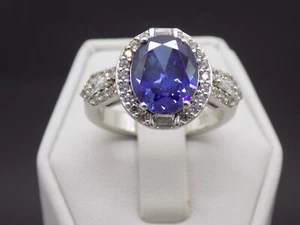 BBJ Ring 925 Sterling Silver Simulated Tanzanite Cubic Zirconia Size 8 - Picture 1 of 15