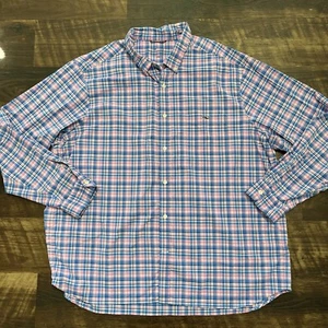 Camisa de golf al aire libre Vineyard Vines On The Go Performance azul rosa a cuadros 2XL - Imagen 1 de 11
