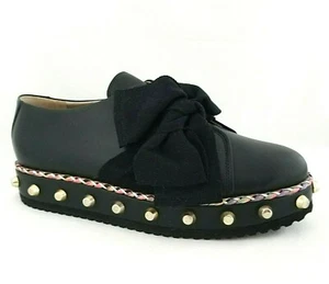 AGL Bow Creeper Platform Studded Fashion Shoes Black Women's US 9 EU 39 $465 * - Picture 1 of 8