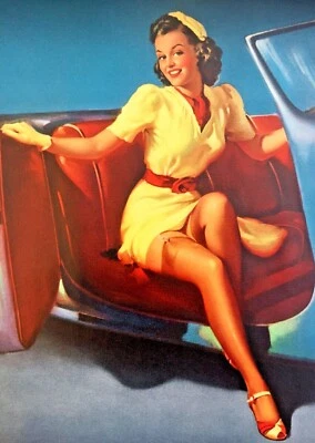 24x20 Elvgren SPORTS MODEL Pinup SEAM nylon STOCKING UPSKIRT Pin-Up ILLUSTRATION - Image 1 of 4