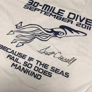 Scott Cassell Signed! 2011 World Record 30-Mile Dive T-Shirt Sz M White PERFECT! - Picture 1 of 6