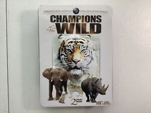 Boîte en étain DVD Champions of the Wild 1999 tigres médias intemporels éléphants