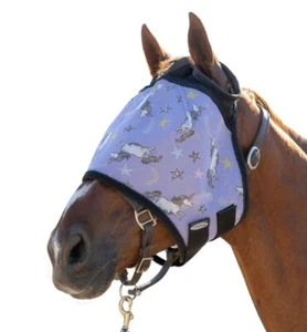 Mackey Equine Fat Pony Unicorn Print Fly Mask - Mini, Pony, Small, Medium, Large - Picture 1 of 4
