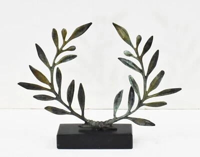 Corona de bronce de oliva sobre base de mármol - Premio de los Juegos Olímpicos Griegos Antiguos - Kotinos Foto 1 de 4
