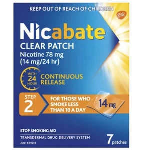 Nicabate Clear Patch Quit Smoking Step 2 14mg 7 Patches - Picture 1 of 2