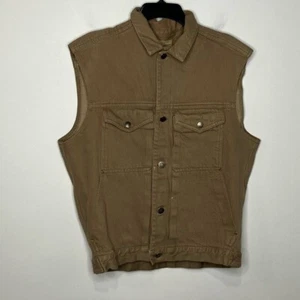 Calvin Klein tan denim button up vest men’s size medium - Picture 1 of 4