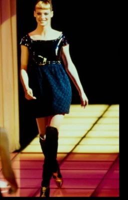 Vintage Gianni Versace Couture Fall 1994 Black PVC Boucle mini dress Sz 6 US - Image 1 of 4