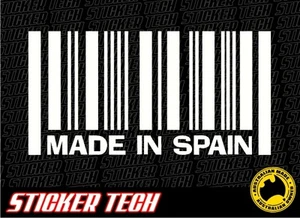 MADE IN SPAIN WINDOW BUMPER STICKER DECAL SUITS SEAT HURTAN SUNRED TRAMONTANA - Bild 1 von 2