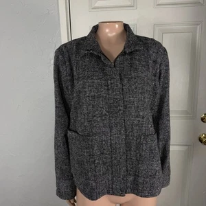 Eileen Fisher Women's Jacket Small Zip Knit Career Business Coat Tweed Vv26 - Picture 1 of 6