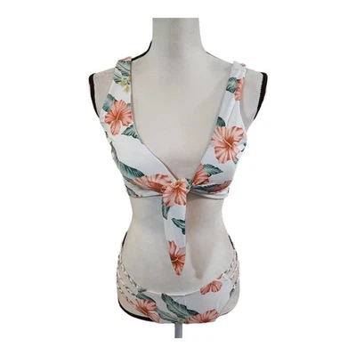 ZAFUL Bikini Floral Corbata Frontal Dos Piezas Traje de Baño Hawaiano Aloha Para Mujer EE. UU. 6 Foto 1 de 4