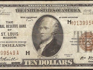 1929 $10 BILL BROWN SEAL BANK NOTE OLD PAPER MONEY NATIONAL CURRENCY ERROR - Picture 1 of 3