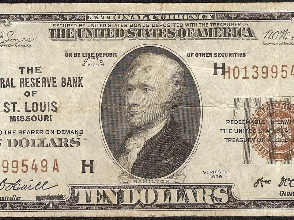1929 $10 BILL BROWN SEAL BANK NOTE OLD PAPER MONEY NATIONAL CURRENCY ERROR - Image 1 of 3