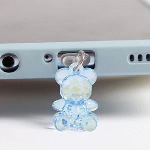 Kawaii Bear Dust Plug Acrylic Dust Protection Stopper for Phone/Type C - Photo 1 sur 10