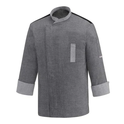 Giacca Cuoco Coreana Twins Grey Mix Grigia a Manica Lunga - Egochef - Pizzaiolo - Immagine 1 di 2