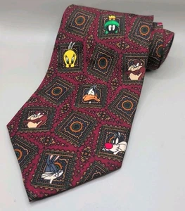 LOONEY TUNES MANIA Krawatte 1993 Neuheit Krawatte 100 % Seide Bugs Taz Daffy Sylvester + - Bild 1 von 3