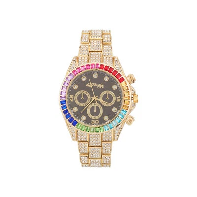 Reloj analógico liso negro/dorado Ed Hardy para dama Foto 1 de 3