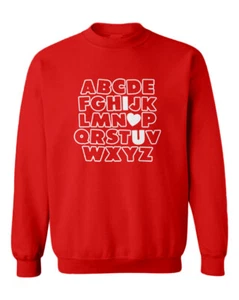 I Heart U - I Love You Alphabet ABC Valentine's Day Toddler Crewneck Sweater - Picture 1 of 8