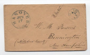 1850s Hannover NH blu CDS e pagato 3 in cerchio copertina senza timbro [h.6724] - Foto 1 di 3