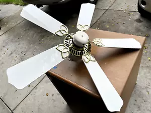 Vintage Casablanca LADY DELTA Ceiling Fan 42" Brass & White With White Blades - Picture 1 of 12