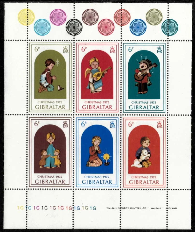 Gibraltar 1975 - Arte de Navidad - Hoja de 6 estampillas - Scott #325 - MNH Foto 1 de 1