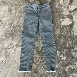 Zara Kids Stripe Skinny Denim Jeans Blue White 5 - Picture 1 of 6