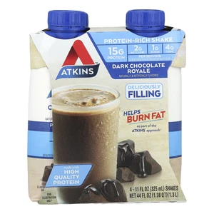 Atkins Dark Chocolate Royale Shake 4 Shakes 11 fl oz 325 ml Each Atkins Diet - Picture 1 of 3