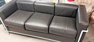 Cassina Lc2 Le Corbusier Three Seater Black Leather - Picture 1 of 6